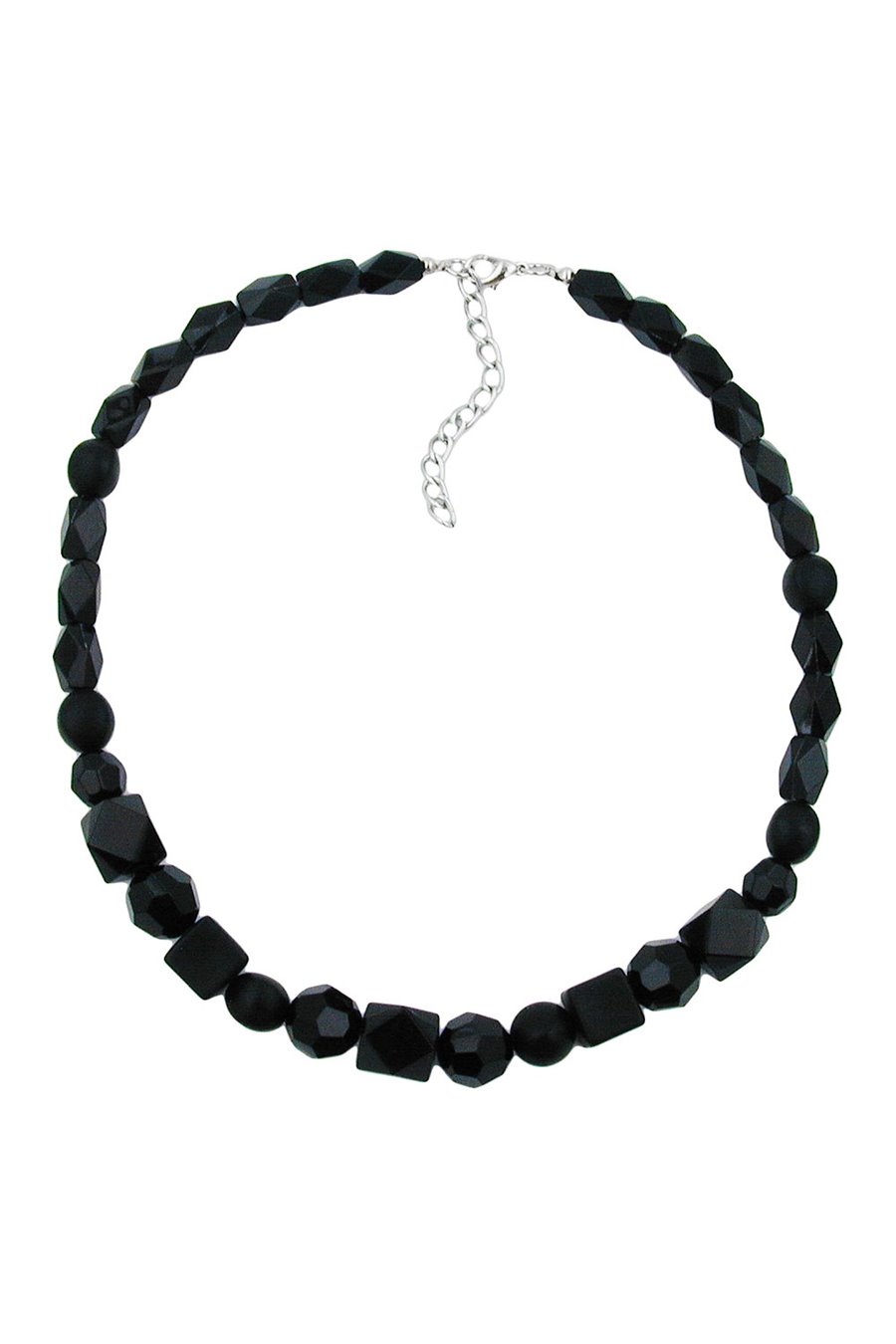 NECKLACE BLACK BEADS FACETED & DIFFERENT BEAD SHAPES