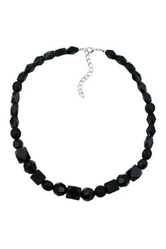 NECKLACE BLACK BEADS FACETED & DIFFERENT BEAD SHAPES