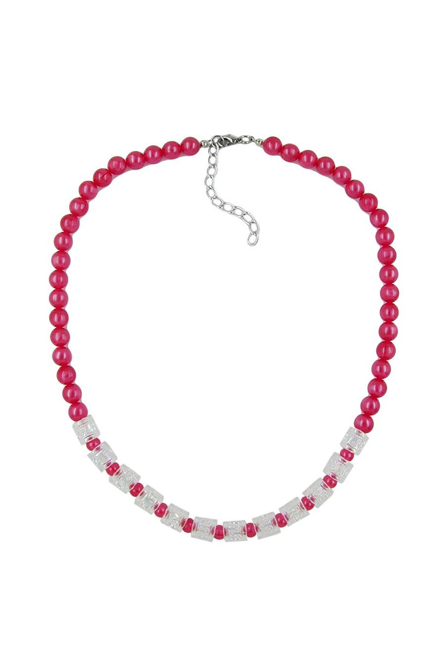 NECKLACE BEADS RED-TRANSPARENT 45CM