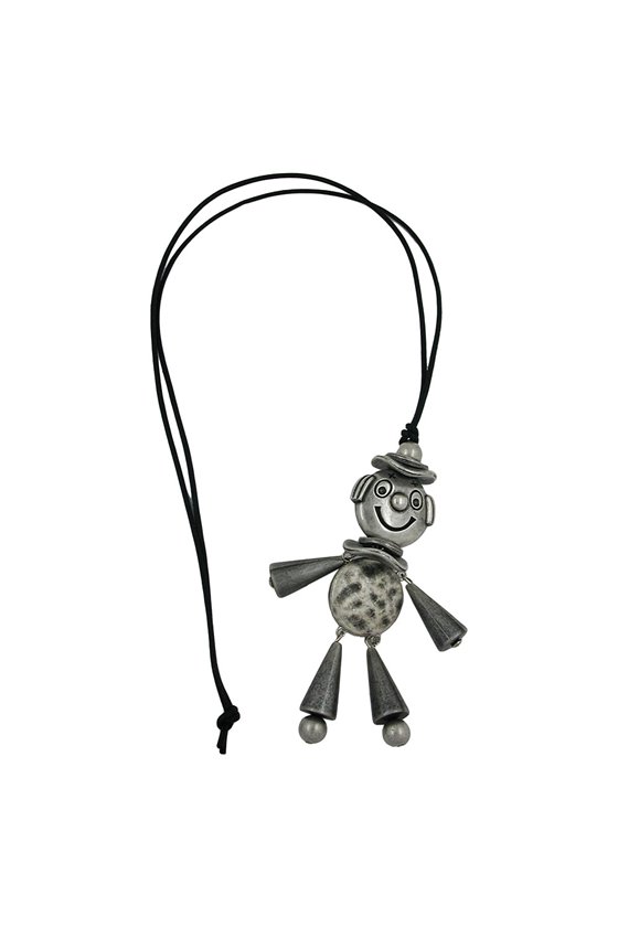 NECKLACE JUMPING JACK ANTIQUE-SILVER 90CM