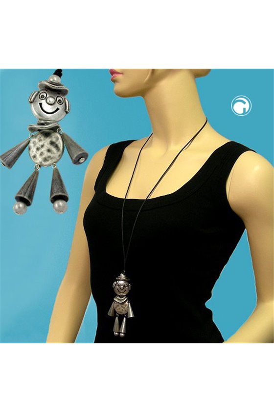 NECKLACE JUMPING JACK ANTIQUE-SILVER 90CM