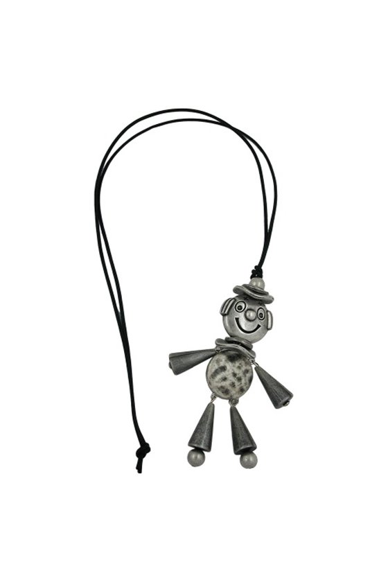 NECKLACE JUMPING JACK ANTIQUE-SILVER 90CM