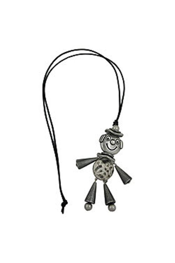 NECKLACE JUMPING JACK ANTIQUE-SILVER 90CM