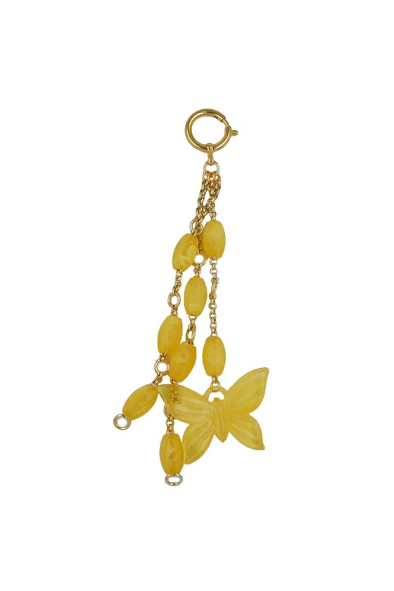 BAG CHARM BUTTERFLY AND BEADS YELLOW