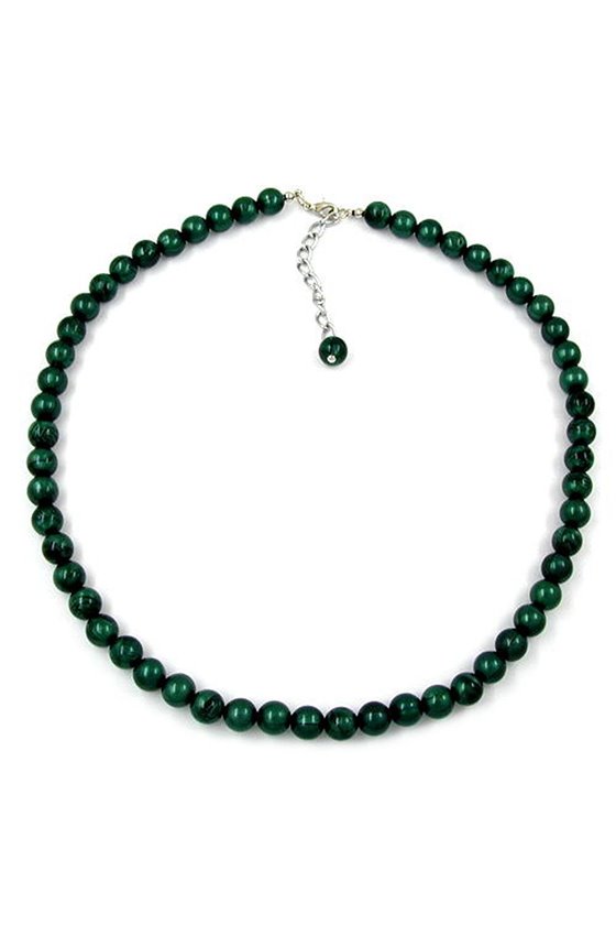 NECKLACE DARK-GREEN BEADS 8MM