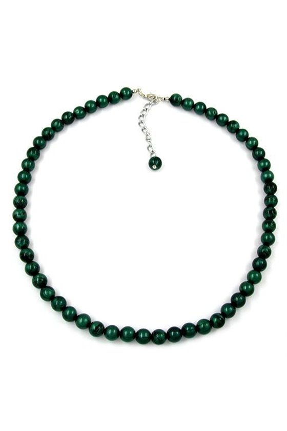 NECKLACE DARK-GREEN BEADS 8MM