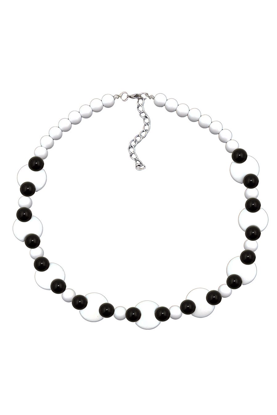 NECKLACE VARIOUS BEADS BLACK AND WHITE SHINY