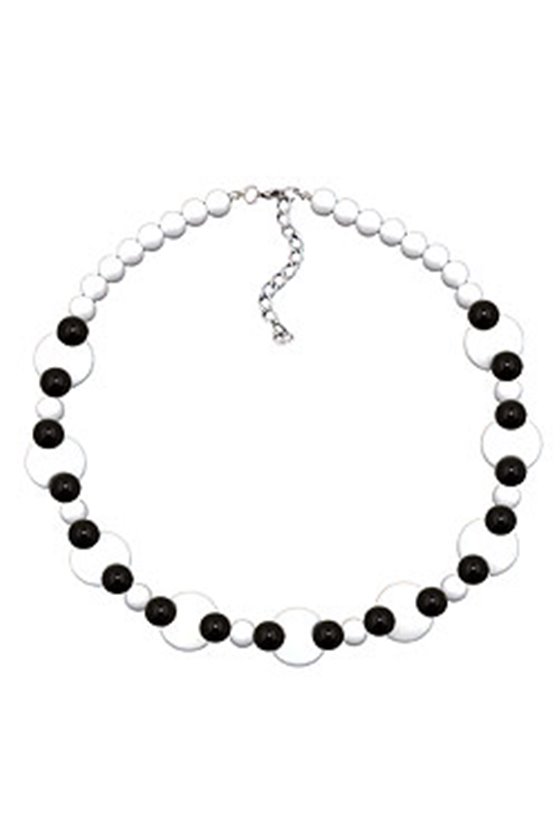 NECKLACE VARIOUS BEADS BLACK AND WHITE SHINY
