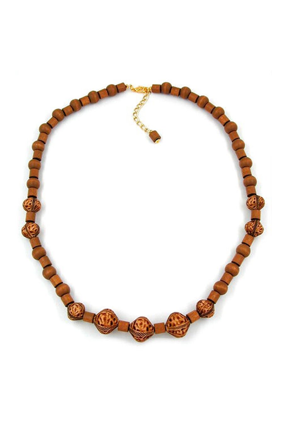 NECKLACE BROWN BEADS WOOD AND PLASTIC