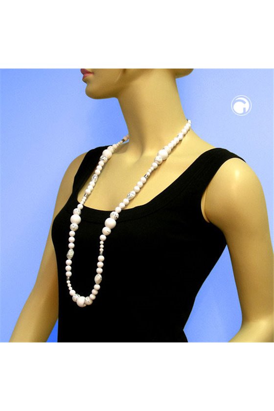 NECKLACE BEADS SILVER-TONE 95CM
