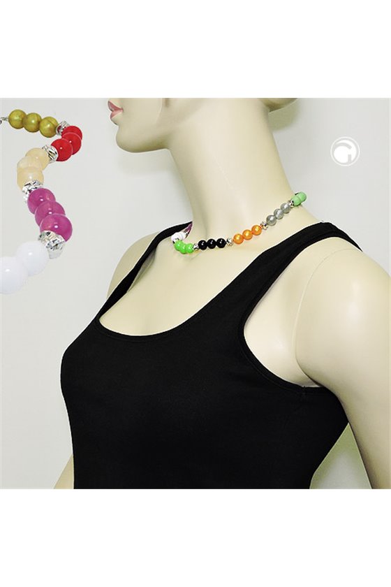 NECKLACE BEADS MULTICOLOR SILVER COLOURED BEADS