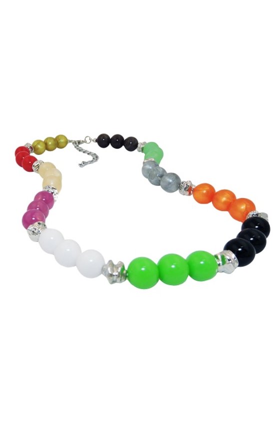 NECKLACE BEADS MULTICOLOR SILVER COLOURED BEADS