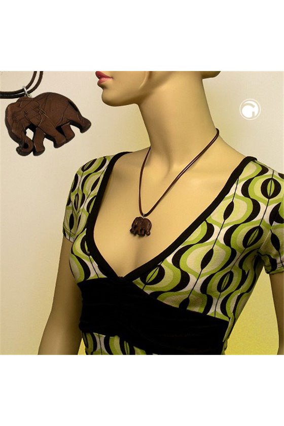 NECKLACE ELEPHANT DARK BROWN