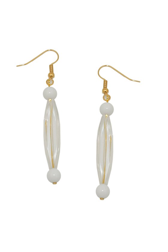 HOOK EARRINGS GROOVE OLIVE TRANSPARENT WHITE GOLD COLOURED