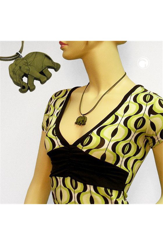 NECKLACE ELEPHANT GREEN/ OLIVE COLOURED