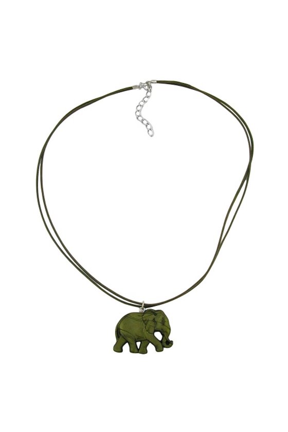 NECKLACE ELEPHANT GREEN/ OLIVE COLOURED