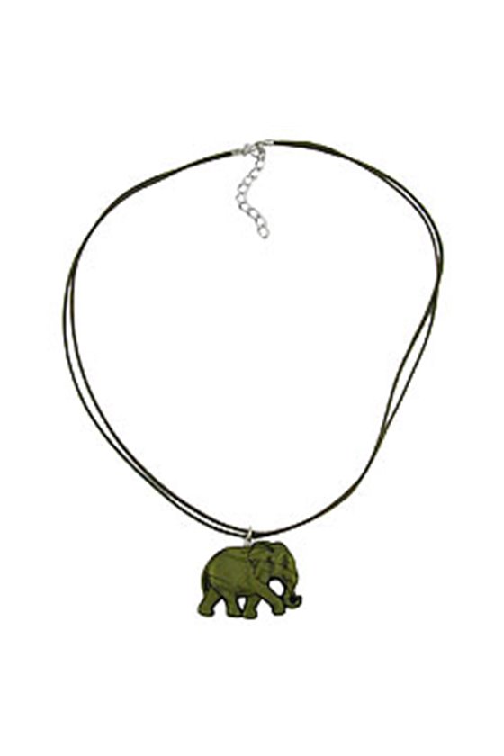 NECKLACE ELEPHANT GREEN/ OLIVE COLOURED