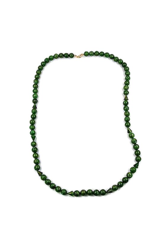 NECKLACE BEADS 12MM GREEN/ GOLD
