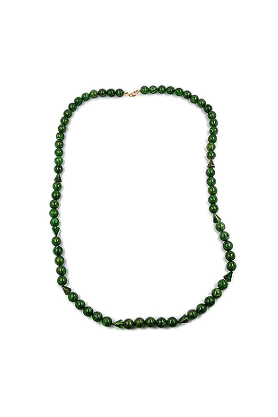 NECKLACE BEADS 12MM GREEN/ GOLD