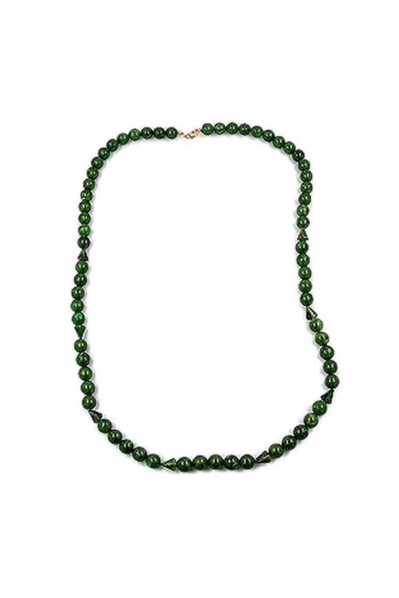NECKLACE BEADS 12MM GREEN/ GOLD