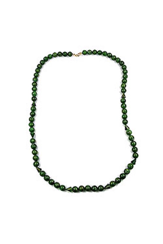 NECKLACE BEADS 12MM GREEN/ GOLD