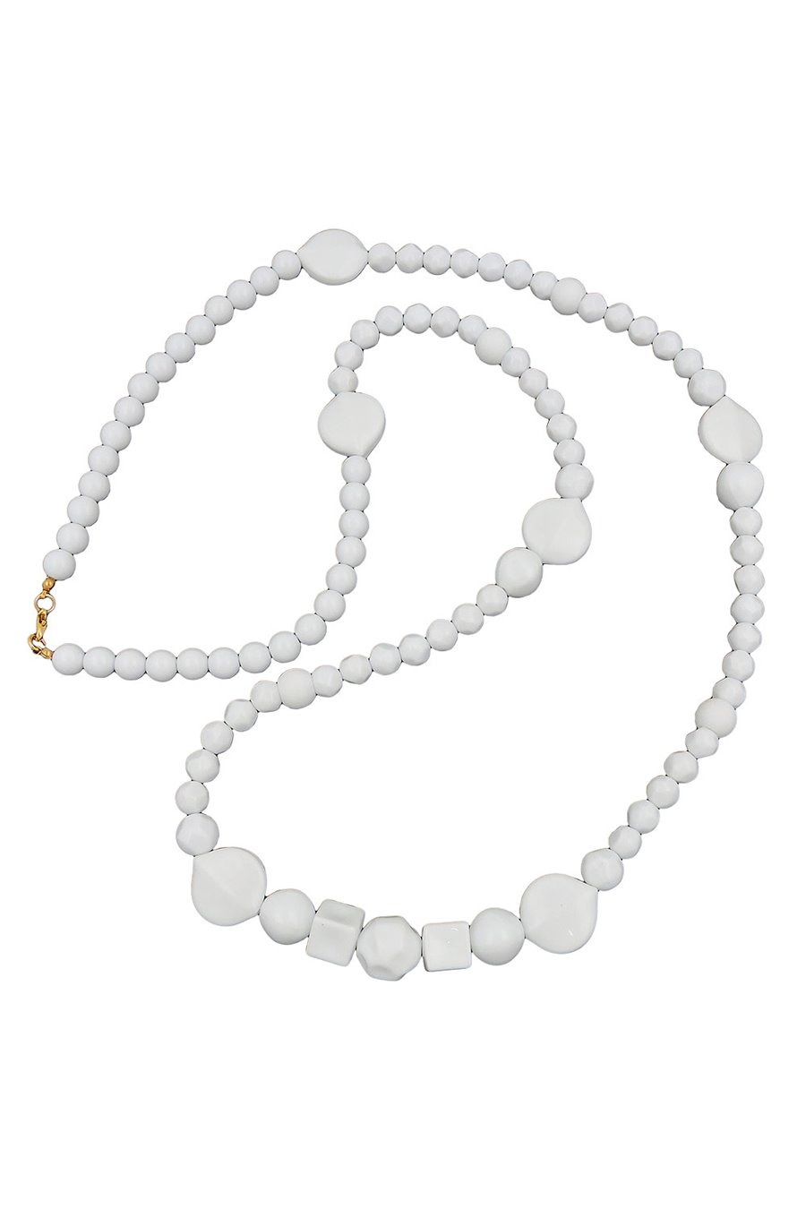 NECKLACE BEADS WHITE GLOSSY PEARL WHITE LEAF
