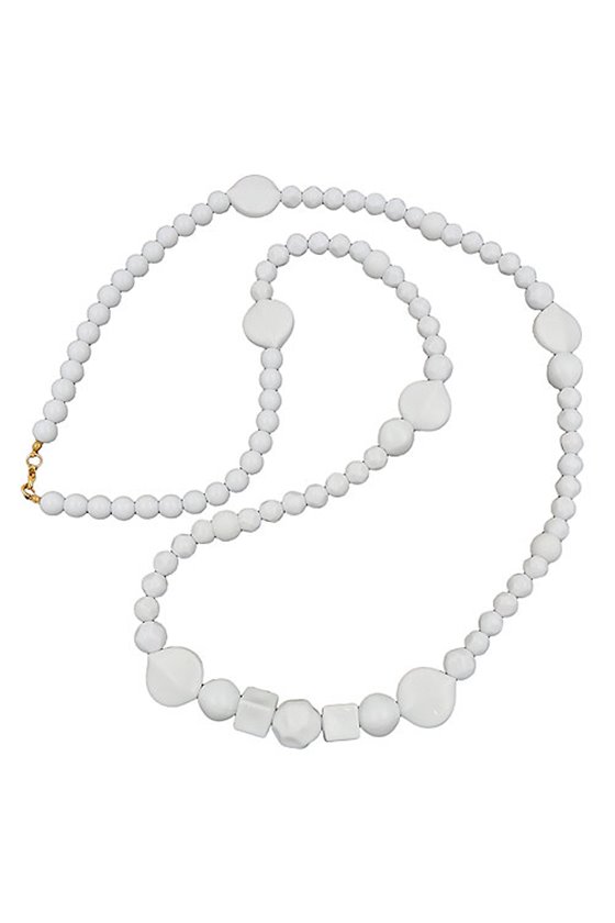 NECKLACE BEADS WHITE GLOSSY PEARL WHITE LEAF