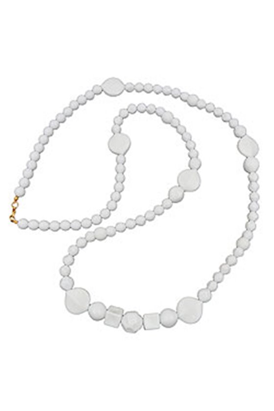 NECKLACE BEADS WHITE GLOSSY PEARL WHITE LEAF
