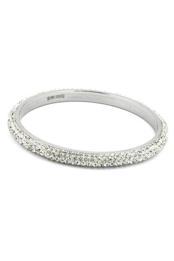 BANGLE 4 ROW GLASS CRYSTALS WHITE
