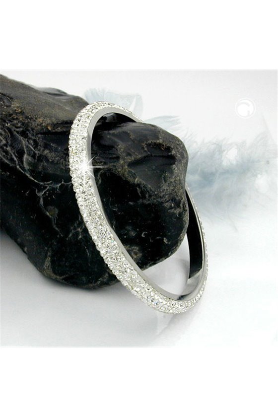BANGLE 4 ROW GLASS CRYSTALS WHITE
