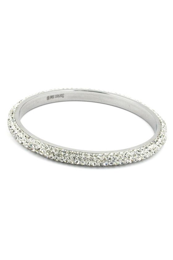 BANGLE 4 ROW GLASS CRYSTALS WHITE