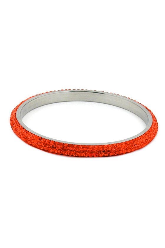 BANGLE 4 ROW GLASS CRYSTALS ORANGE