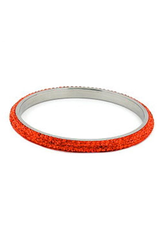 BANGLE 4 ROW GLASS CRYSTALS ORANGE