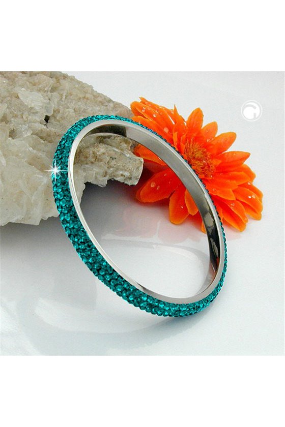 BANGLE 4 ROW GLASS CRYSTALS TURQUOISE