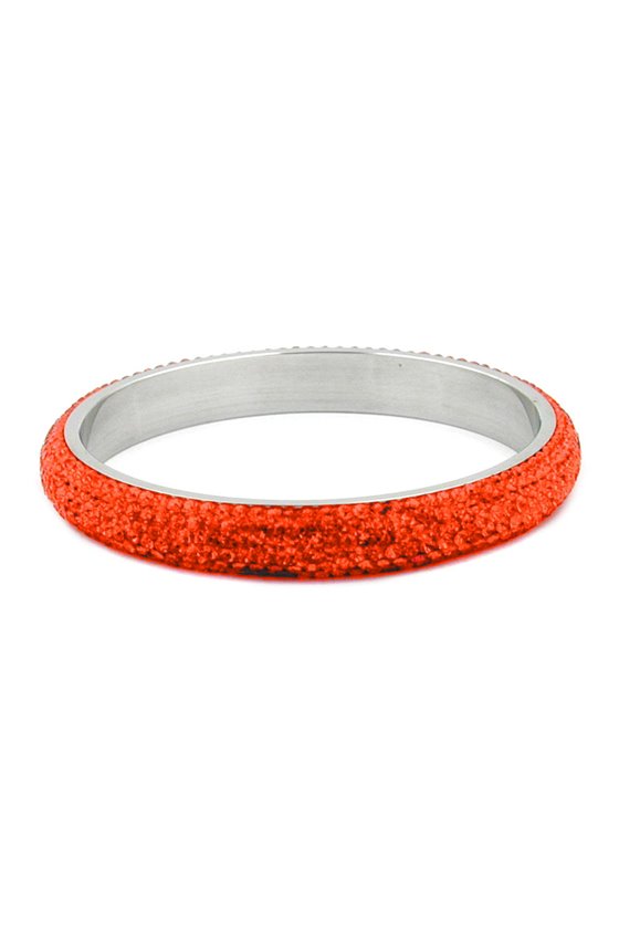 BANGLE 6 ROW GLASS CRYSTALS ORANGE