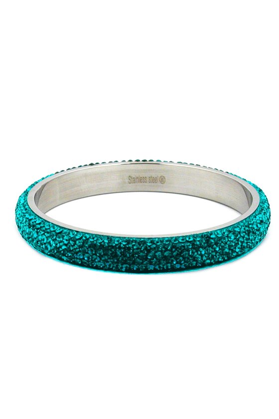 BANGLE 6 ROW GLASS CRYSTALS TURQUOISE