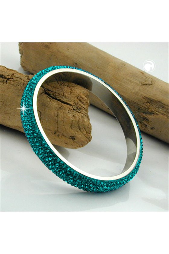 BANGLE 6 ROW GLASS CRYSTALS TURQUOISE