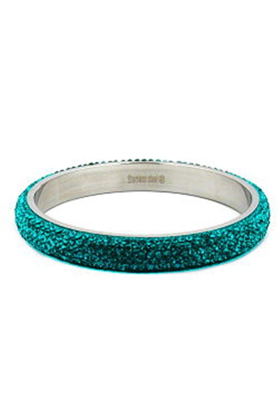 BANGLE 6 ROW GLASS CRYSTALS TURQUOISE
