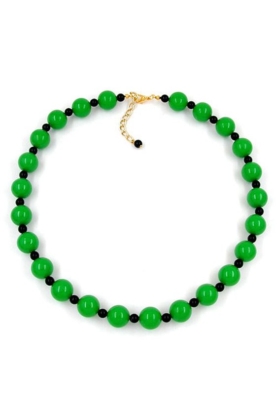 NECKLACE GREEN AND BLACK BEADS