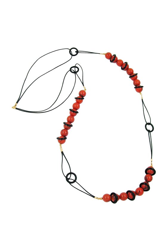 NECKLACE BEADS RED/ BLACK