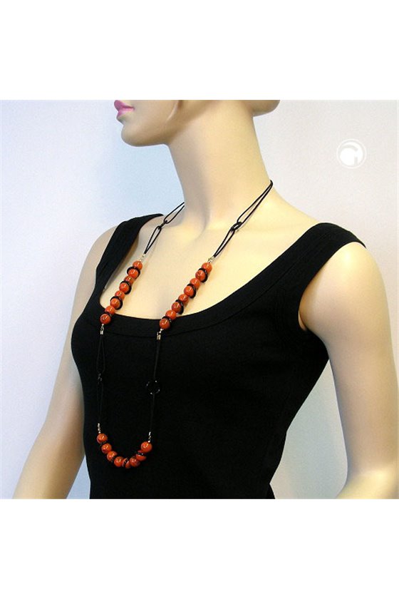 NECKLACE BEADS RED/ BLACK