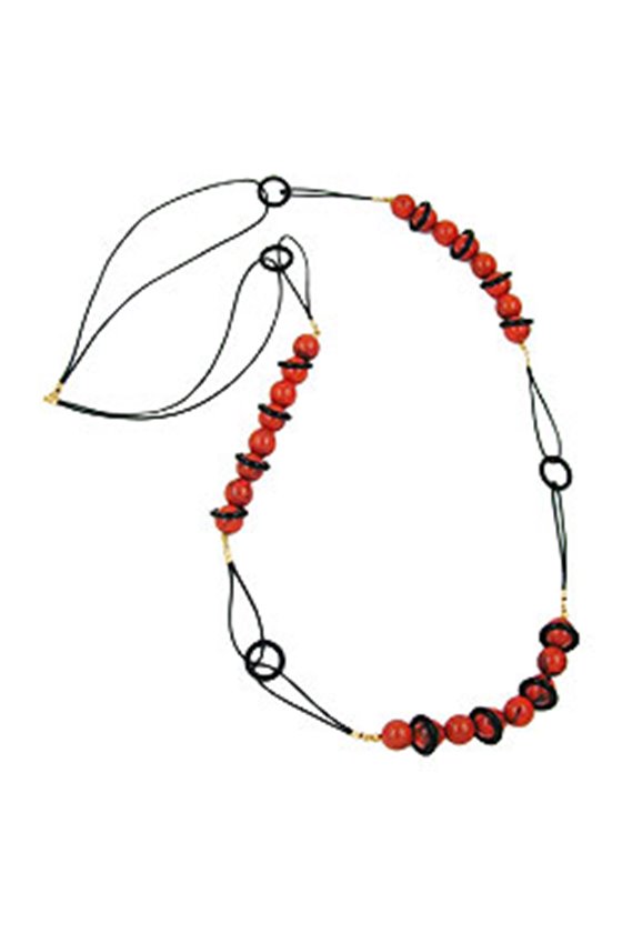 NECKLACE BEADS RED/ BLACK