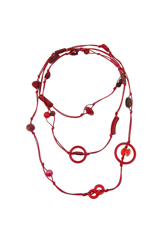NECKLACE BEADS RED ENDLESS 190CM