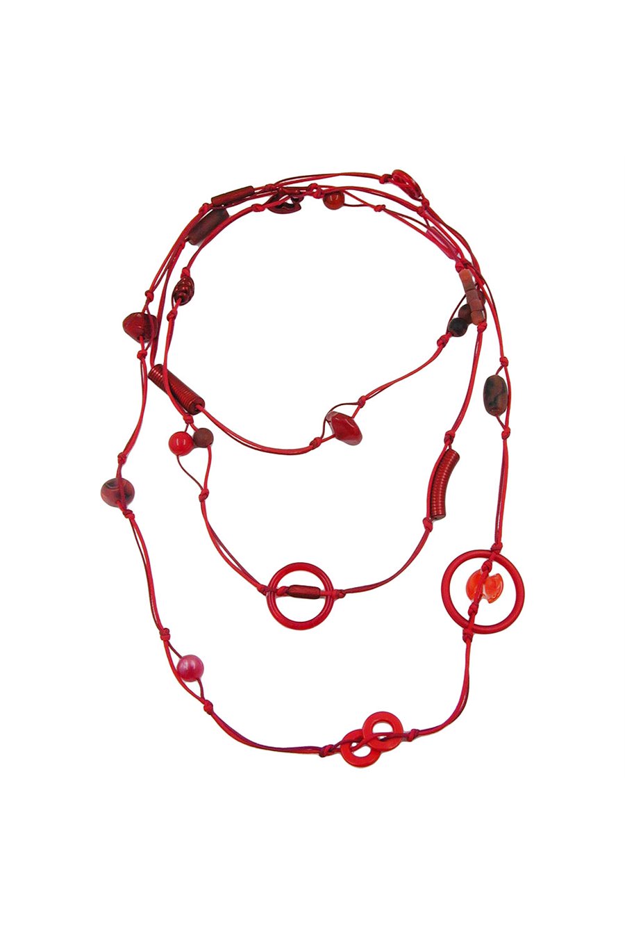 NECKLACE BEADS RED ENDLESS 190CM