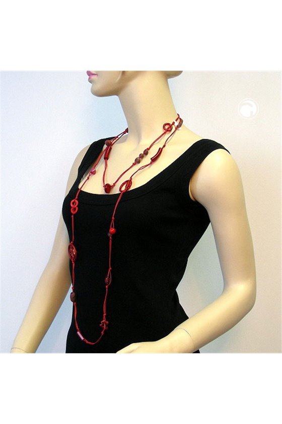 NECKLACE BEADS RED ENDLESS 190CM