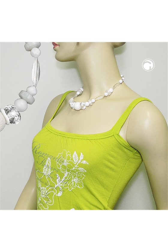NECKLACE HONEYCOMB BEAD WHITE BEADS WHITE & TRANSPARENT