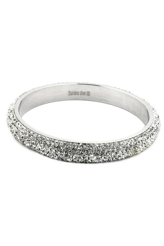 BANGLE 6 ROW GLASS CRYSTALS WHITE