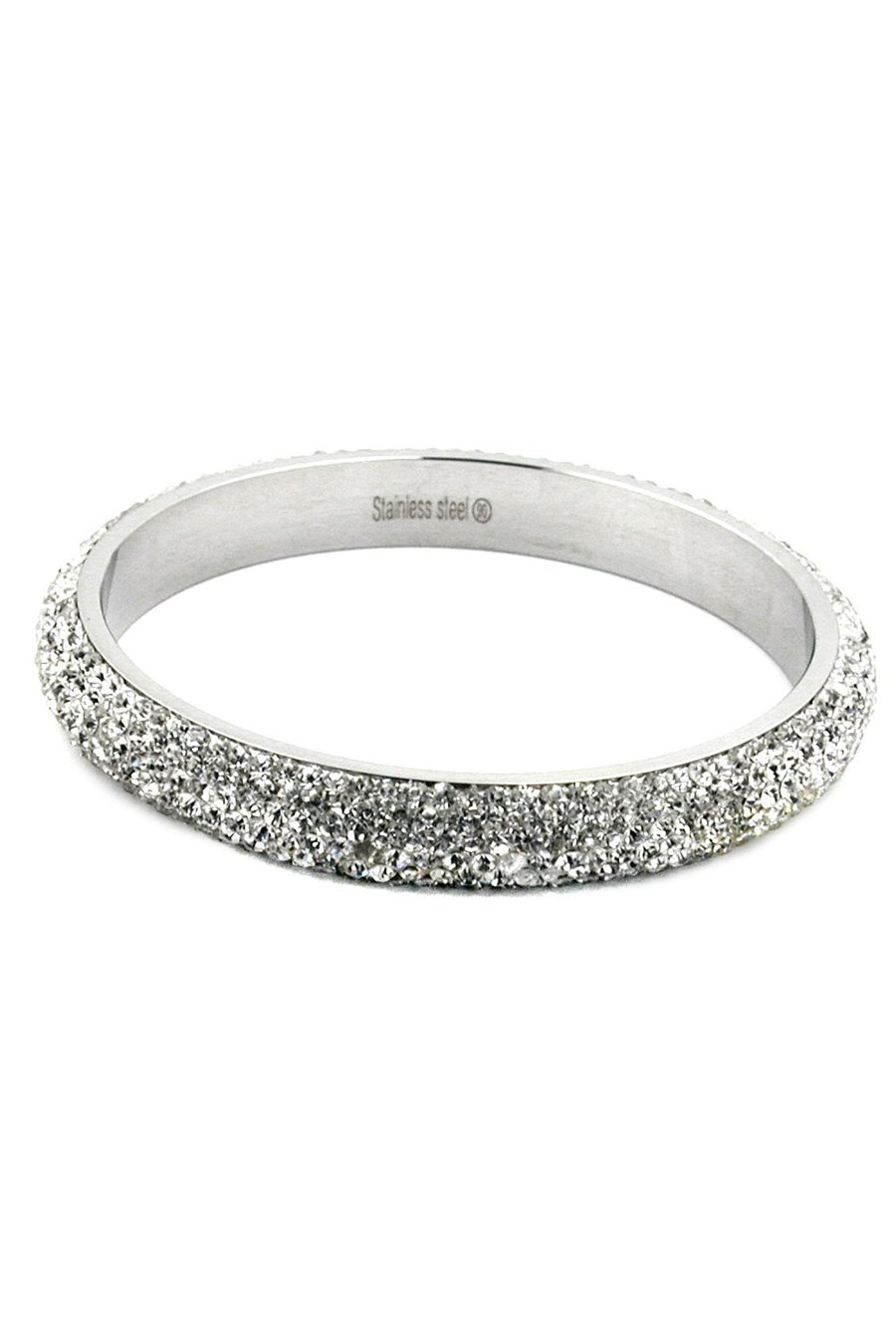 BANGLE 6 ROW GLASS CRYSTALS WHITE