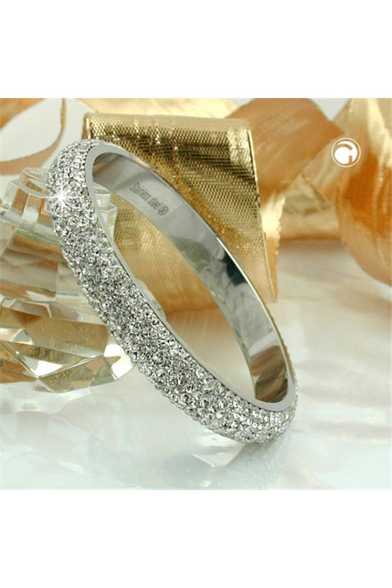 BANGLE 6 ROW GLASS CRYSTALS WHITE