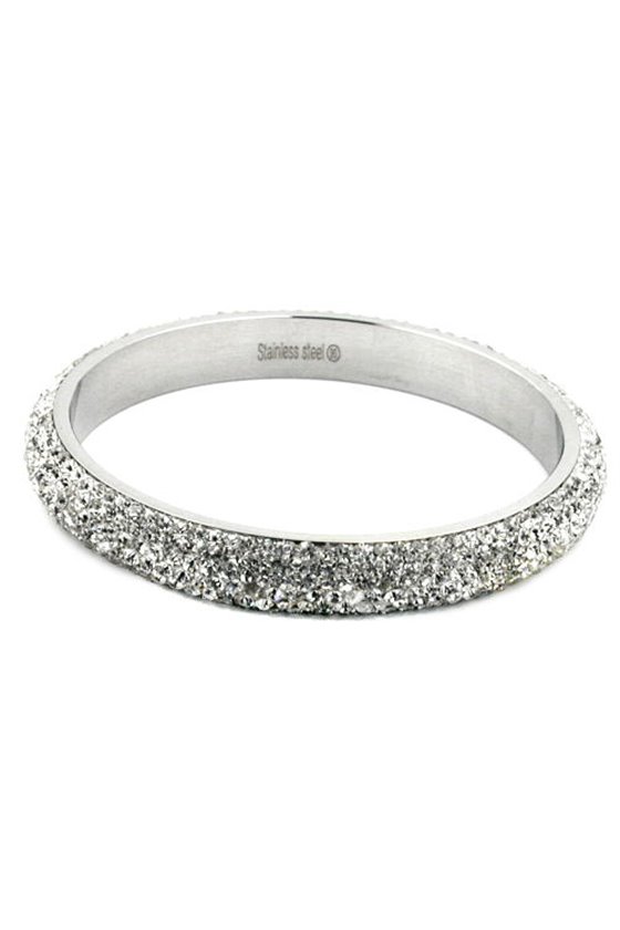BANGLE 6 ROW GLASS CRYSTALS WHITE